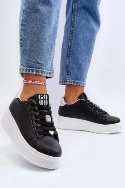 Boto Buty Sportowe Na Platformie|Sneakersy Damskie*Sneakersy Damskie Na Platformie Z Ozdobami Czarne Herbisa