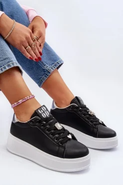 Boto Buty Sportowe Na Platformie|Sneakersy Damskie*Sneakersy Damskie Na Platformie Z Ozdobami Czarne Herbisa