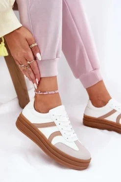 Damskie Evento Sneakersy Damskie Na Platformie Białe Tolianna