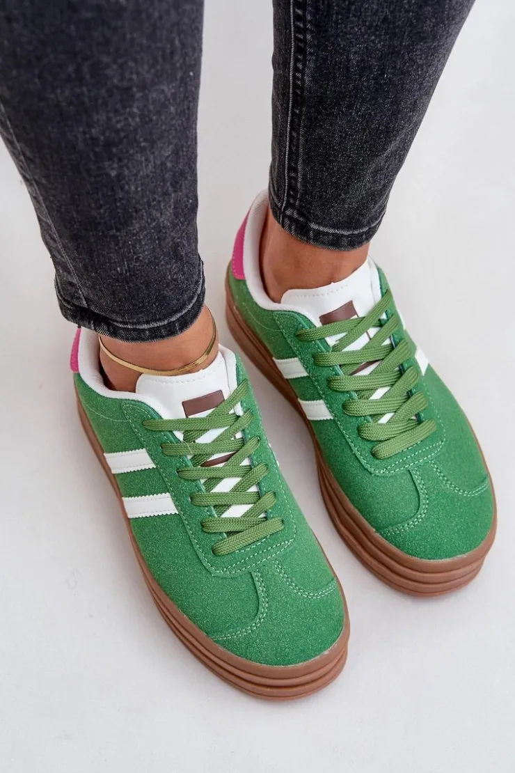 Damskie Boto Sneakersy Damskie Na Platformie Zielone Egelia