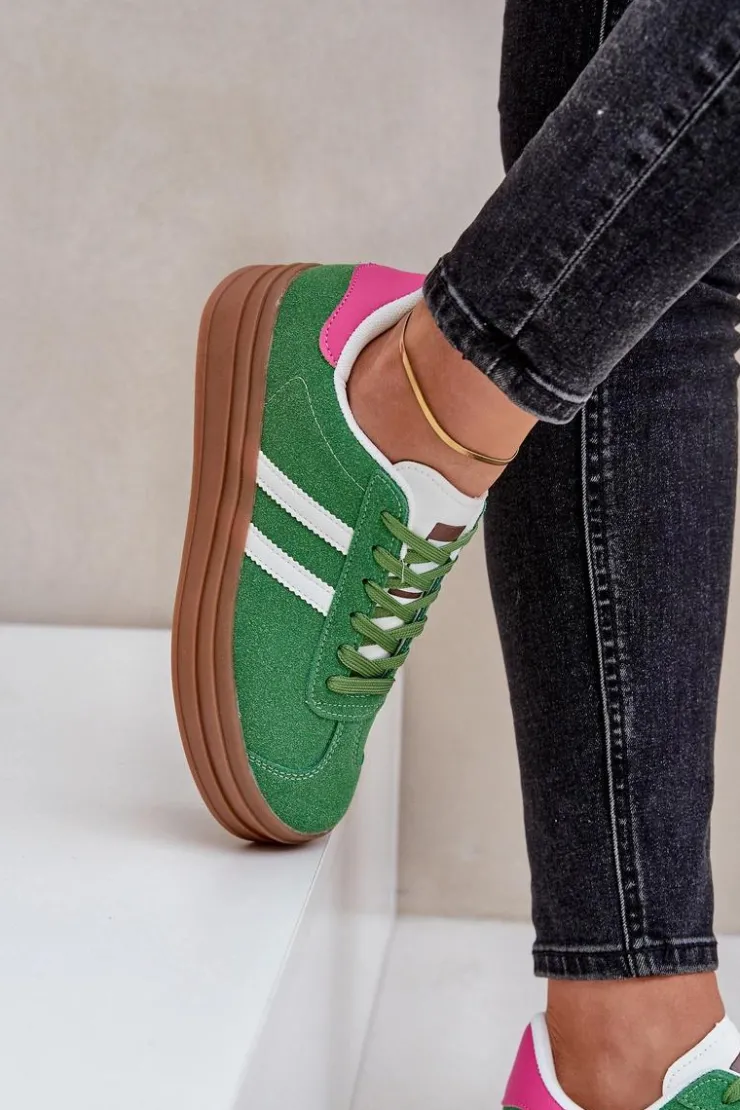 Damskie Boto Sneakersy Damskie Na Platformie Zielone Egelia
