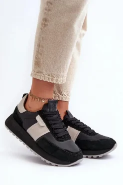 Damskie Big Star Shoes Sneakersy Damskie Na Platformie Big Star NN274502 Memory Foam System Czarne