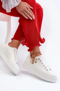Boto Buty Sportowe Na Platformie|Sneakersy Damskie*Sneakersy Damskie Na Platformie Z Zawieszkami Białe Tivissa Biały
