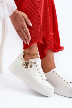 Boto Buty Sportowe Na Platformie|Sneakersy Damskie*Sneakersy Damskie Na Platformie Z Zawieszkami Białe Tivissa Biały