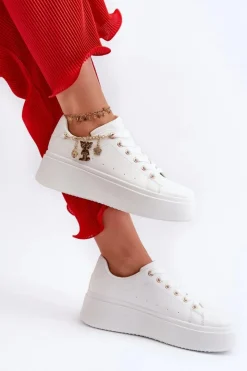 Boto Buty Sportowe Na Platformie|Sneakersy Damskie*Sneakersy Damskie Na Platformie Z Zawieszkami Białe Tivissa Biały
