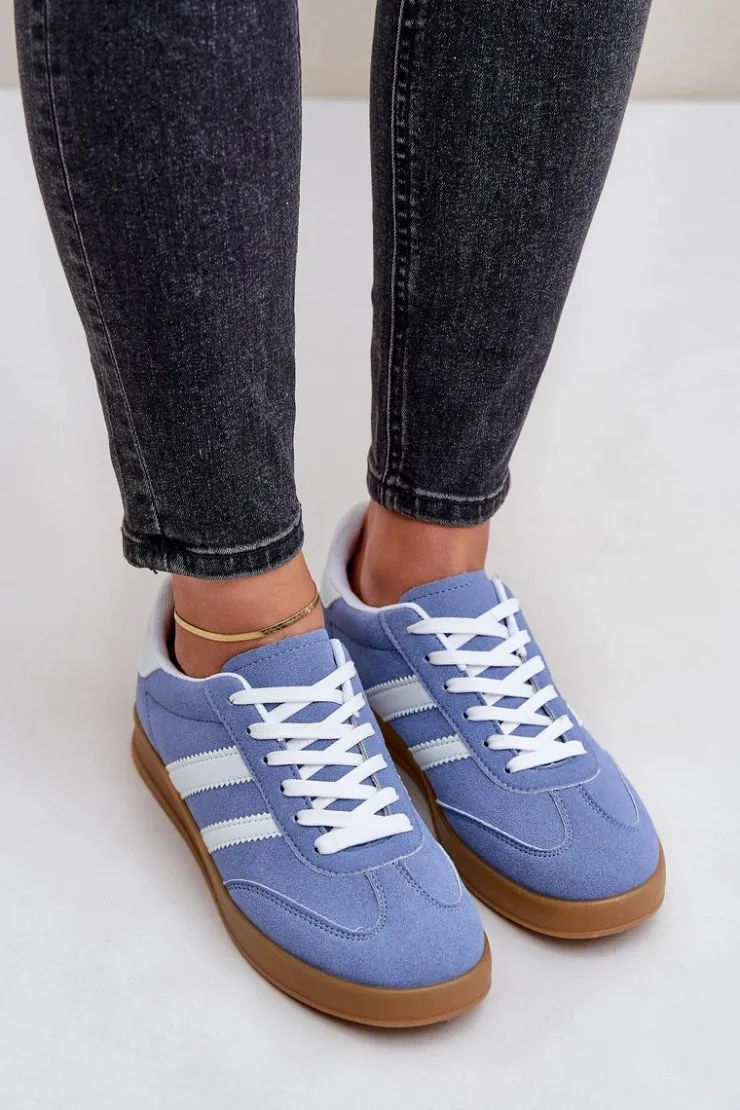 Online Boto Sneakersy Damskie Niskie Niebieskie Ennorwen