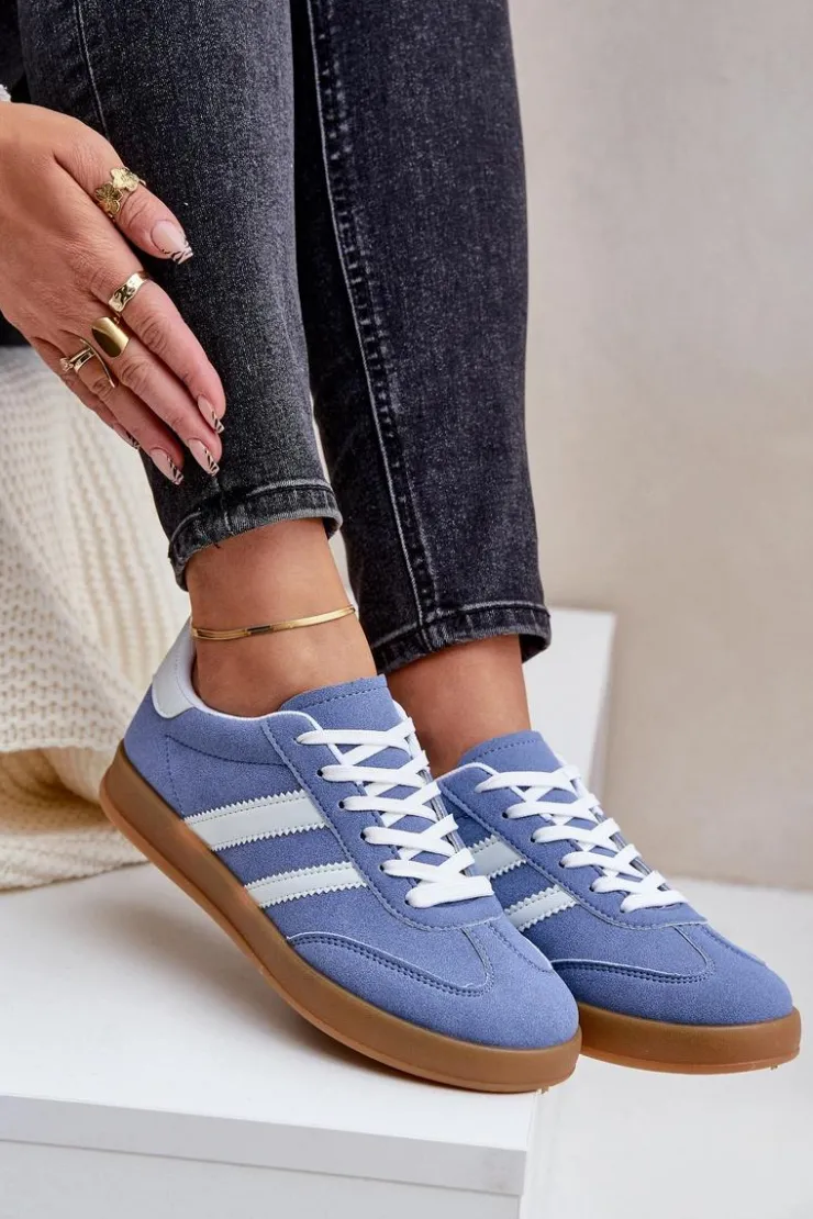 Online Boto Sneakersy Damskie Niskie Niebieskie Ennorwen
