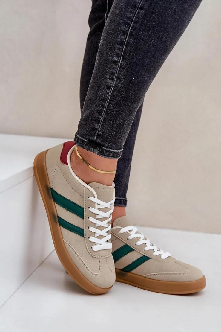 New Boto Sneakersy Damskie Niskie Beżowe Ennorwen Beżowy
