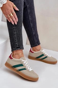 New Boto Sneakersy Damskie Niskie Beżowe Ennorwen Beżowy