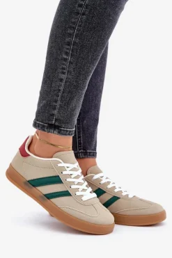 New Boto Sneakersy Damskie Niskie Beżowe Ennorwen Beżowy