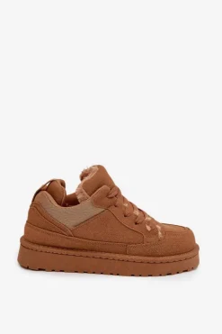 Damskie Boto Sneakersy Damskie Ocieplane Futerkiem Camel Cyrissa
