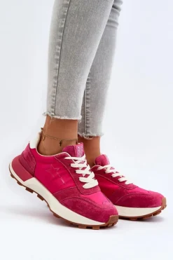 Big Star Shoes Sneakersy Damskie Skórzane Big Star NN274961 Fuksja