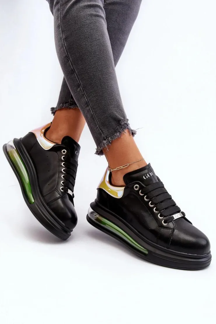 Online GOE Sneakersy Damskie Skórzane NN2N4030 Czarne Czarny