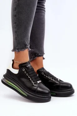 Online GOE Sneakersy Damskie Skórzane NN2N4030 Czarne Czarny