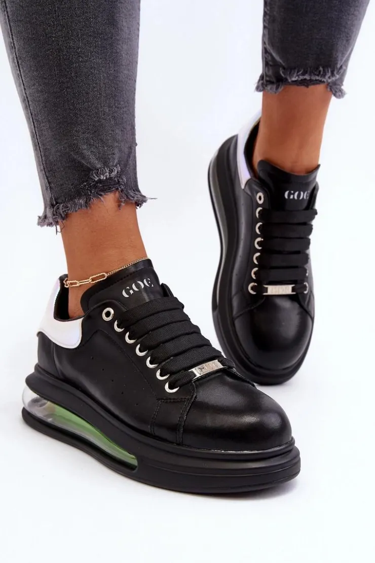 Online GOE Sneakersy Damskie Skórzane NN2N4030 Czarne Czarny