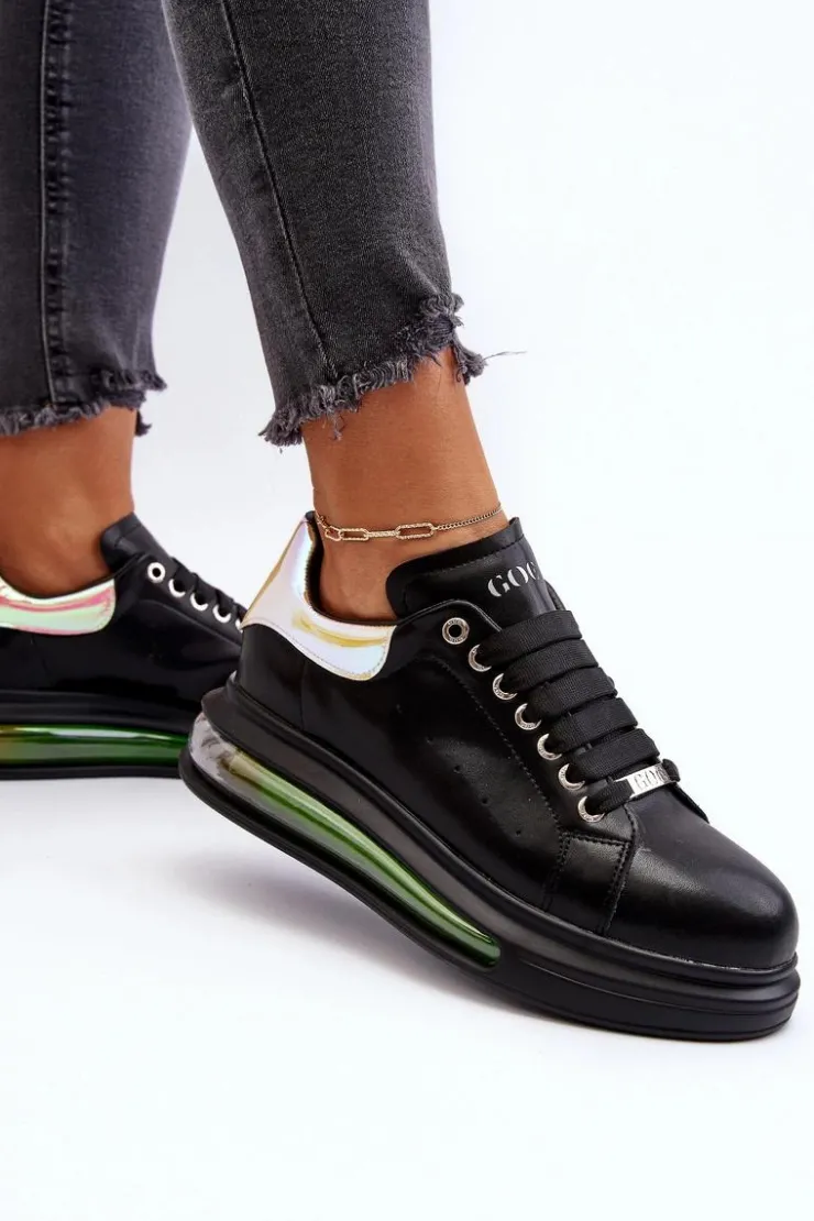 Online GOE Sneakersy Damskie Skórzane NN2N4030 Czarne Czarny