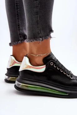 Online GOE Sneakersy Damskie Skórzane NN2N4030 Czarne Czarny