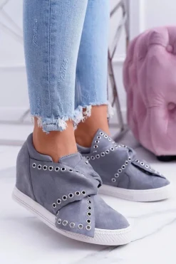 Damskie Boto Sneakersy damskie Szare Koturny LU BOO Margo