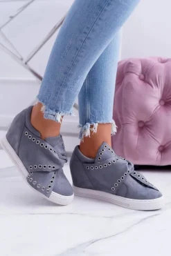 Damskie Boto Sneakersy damskie Szare Koturny LU BOO Margo