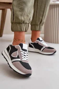 Boto Sneakersy Damskie*Sneakersy Damskie Z Brokatem Czarne Velaniela