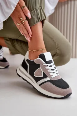 Boto Sneakersy Damskie*Sneakersy Damskie Z Brokatem Czarne Velaniela