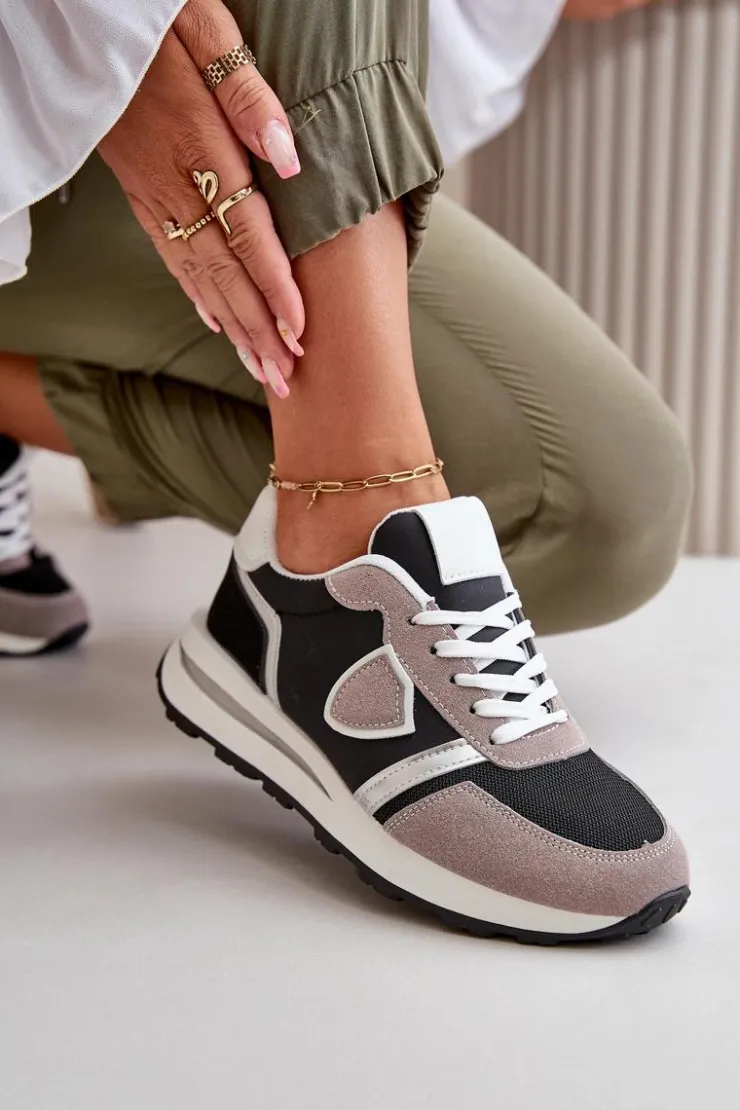 Boto Sneakersy Damskie*Sneakersy Damskie Z Brokatem Czarne Velaniela