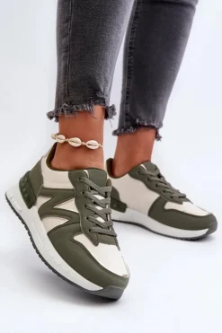 Boto Sneakersy Damskie*Sneakersy Damskie Z Eko Skóry Zielone Kaimans Zielony