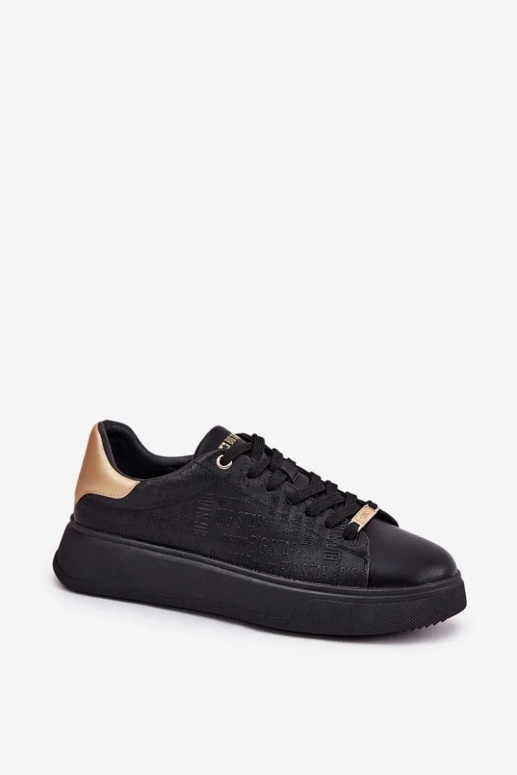 Discount Big Star Shoes Sneakersy Damskie Z Eko Skóry Big Star RR274257 Czarne Czarny