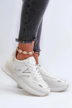 Boto Sneakersy Damskie*Sneakersy Damskie Z Eko Skóry Białe Kaimans Biały