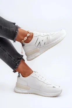 Boto Sneakersy Damskie*Sneakersy Damskie Z Eko Skóry Białe Kaimans Biały