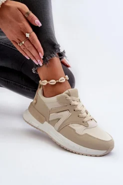 Discount Boto Sneakersy Damskie Z Eko Skóry Beżowe Vinelli Beżowy