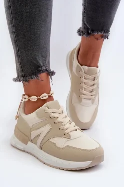 Discount Boto Sneakersy Damskie Z Eko Skóry Beżowe Vinelli Beżowy