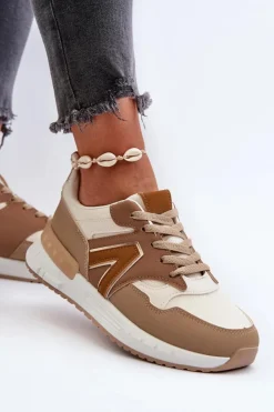 Boto Sneakersy Damskie*Sneakersy Damskie Z Eko Skóry Brązowe Vinelli Brązowy