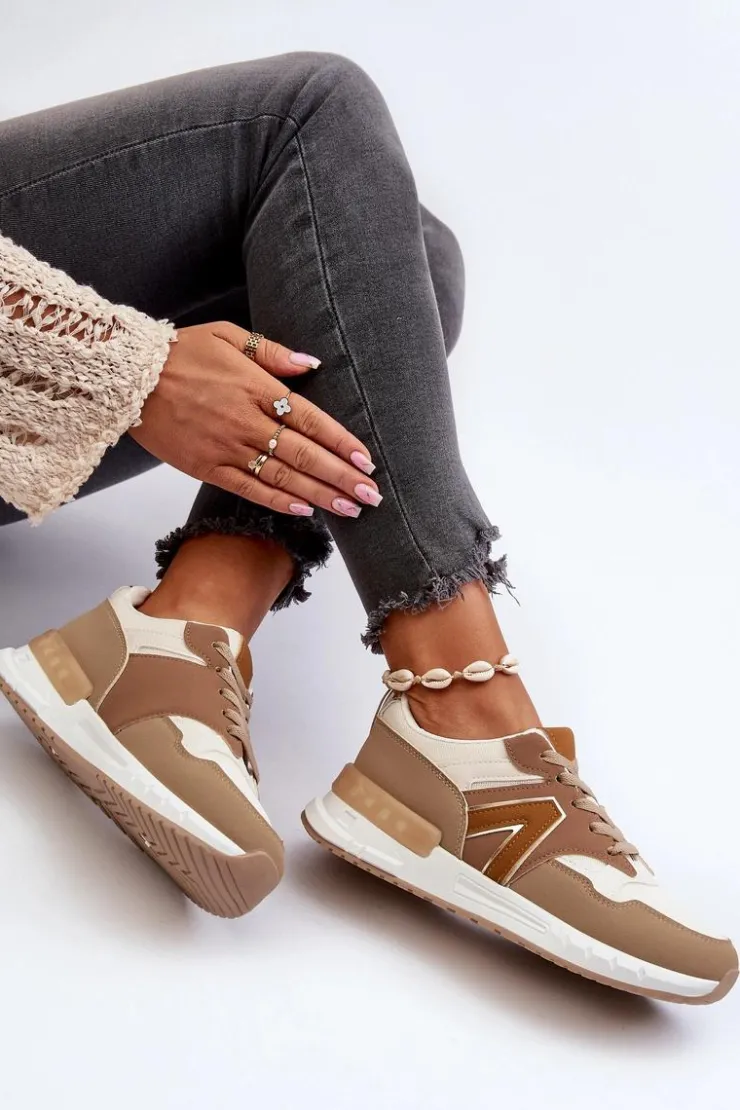 Boto Sneakersy Damskie*Sneakersy Damskie Z Eko Skóry Brązowe Vinelli Brązowy