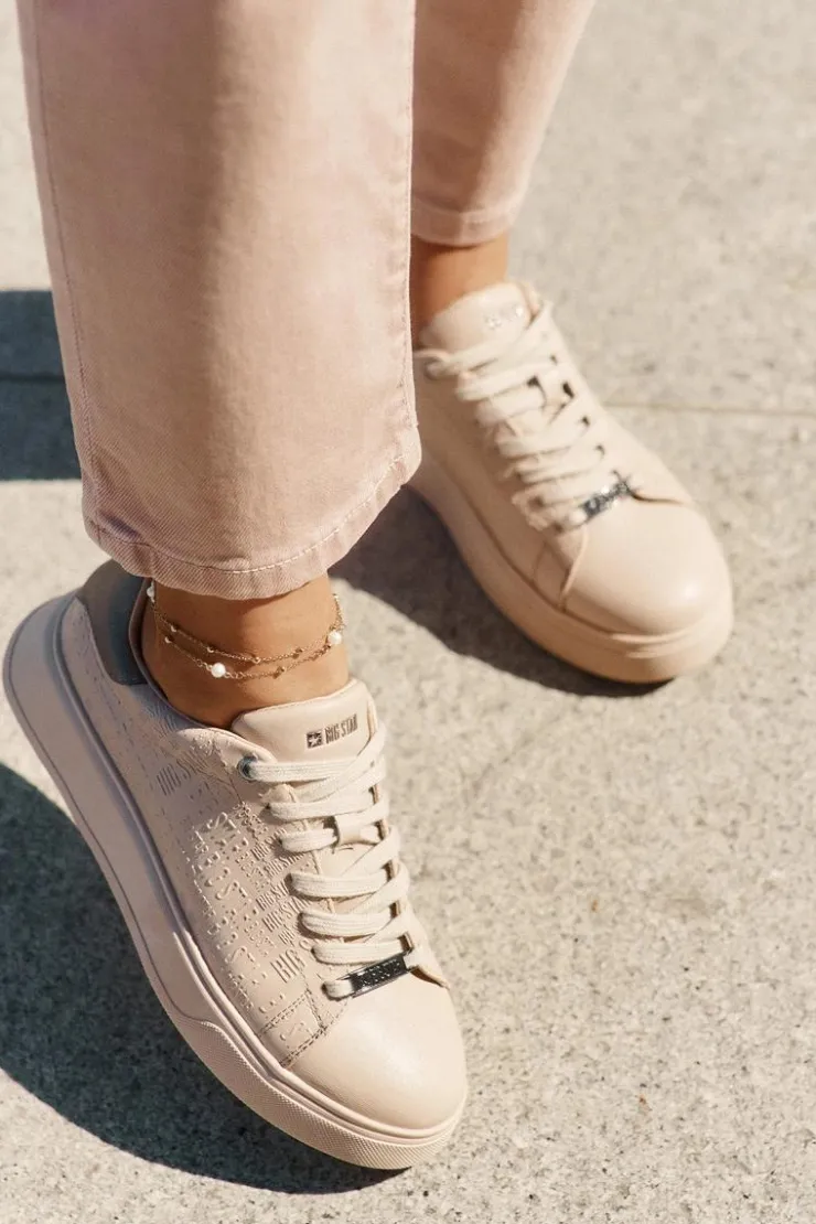 Damskie Big Star Shoes Sneakersy Damskie Z Eko Skóry Big Star RR274259 Beżowe