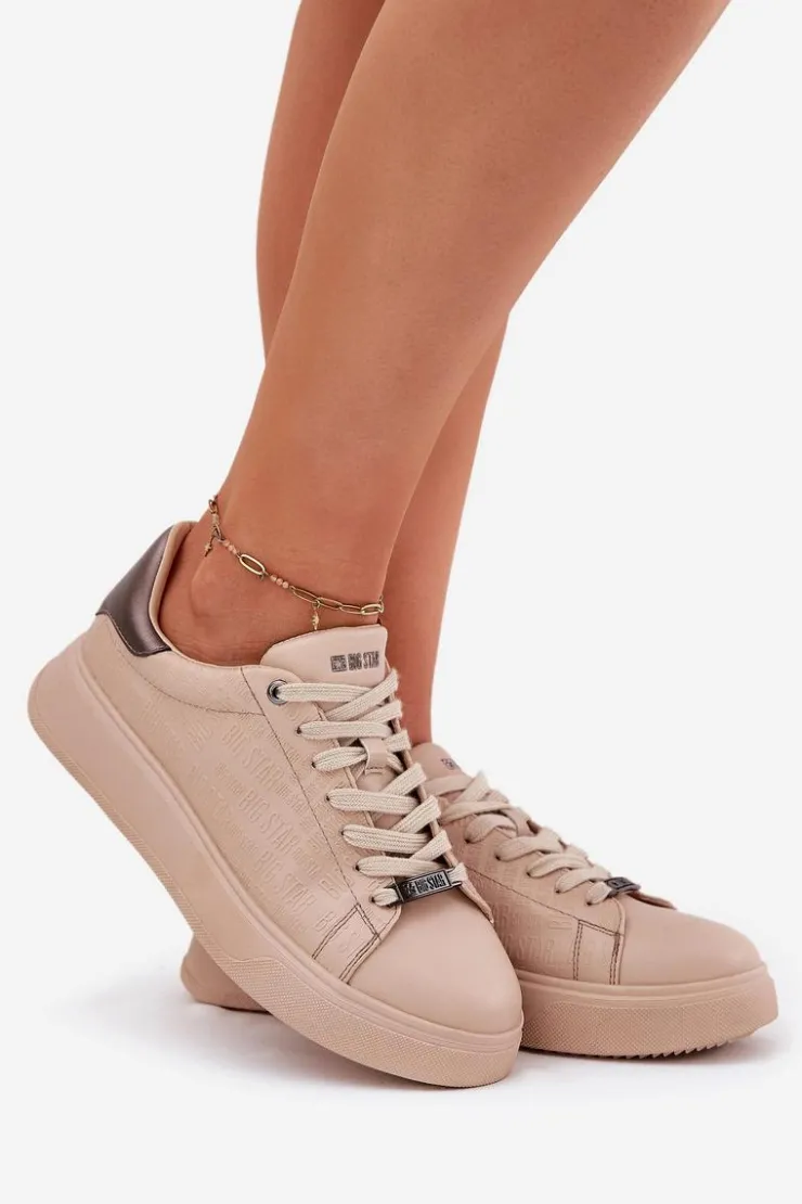 Damskie Big Star Shoes Sneakersy Damskie Z Eko Skóry Big Star RR274259 Beżowe