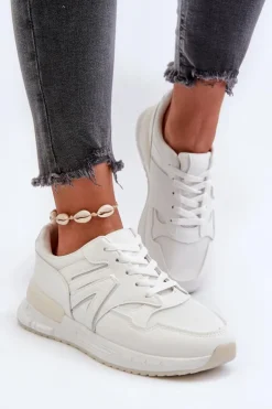 Damskie Boto Sneakersy Damskie Z Eko Skóry Białe Vinelli