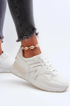 Damskie Boto Sneakersy Damskie Z Eko Skóry Białe Vinelli