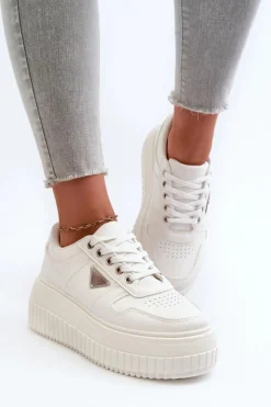 New Boto Sneakersy Damskie Z Eko Skóry Na Masywnej Platformie Białe Chrisstin