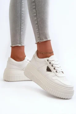 New Boto Sneakersy Damskie Z Eko Skóry Na Masywnej Platformie Białe Chrisstin