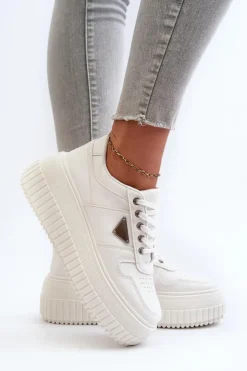 New Boto Sneakersy Damskie Z Eko Skóry Na Masywnej Platformie Białe Chrisstin