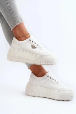 New Boto Sneakersy Damskie Z Eko Skóry Na Masywnej Platformie Białe Chrisstin