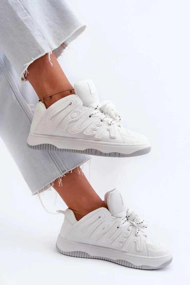 Boto Sneakersy Damskie*Sneakersy Damskie Z Eko Skóry Białe Berilla