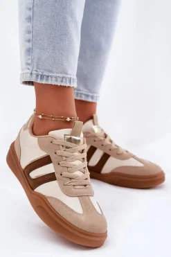 Clearance Boto Sneakersy Damskie Z Eko Zamszu Beżowe Satylies