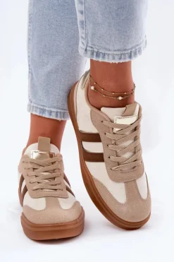 Clearance Boto Sneakersy Damskie Z Eko Zamszu Beżowe Satylies