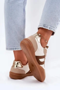 Clearance Boto Sneakersy Damskie Z Eko Zamszu Beżowe Satylies