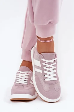 Damskie Boto Sneakersy Damskie Z Eko Zamszu Fioletowe Marinils