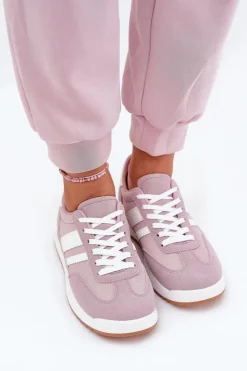 Damskie Boto Sneakersy Damskie Z Eko Zamszu Fioletowe Marinils