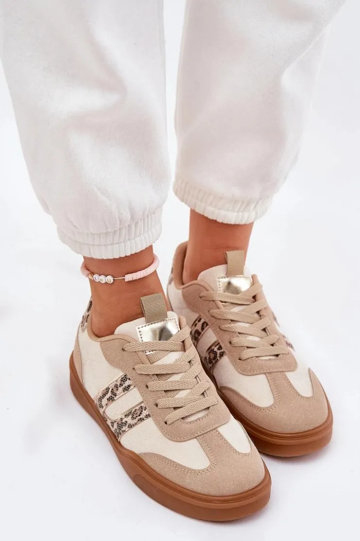 Boto Buty Sportowe Na Platformie|Sneakersy Damskie*Sneakersy Damskie Z Eko Zamszu Panterka Beżowe Satylies