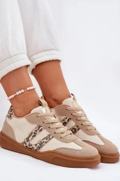Boto Buty Sportowe Na Platformie|Sneakersy Damskie*Sneakersy Damskie Z Eko Zamszu Panterka Beżowe Satylies